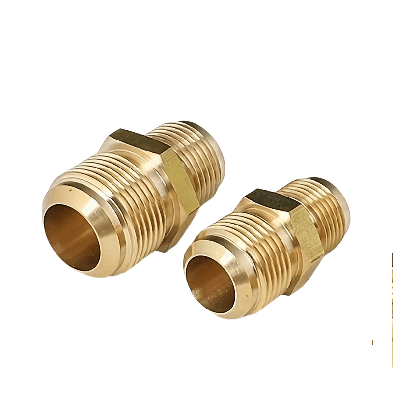 2 Copper Air Conditioner Copper Tube Adapters - 1/4" & 3/8" Male/Female Spark Thread Quick Couplers, Leak-Proof Double Head Fittings for Air Conditioning & Freeze Repair (US & EU Standard Threads), Freeze Connection, Copper C