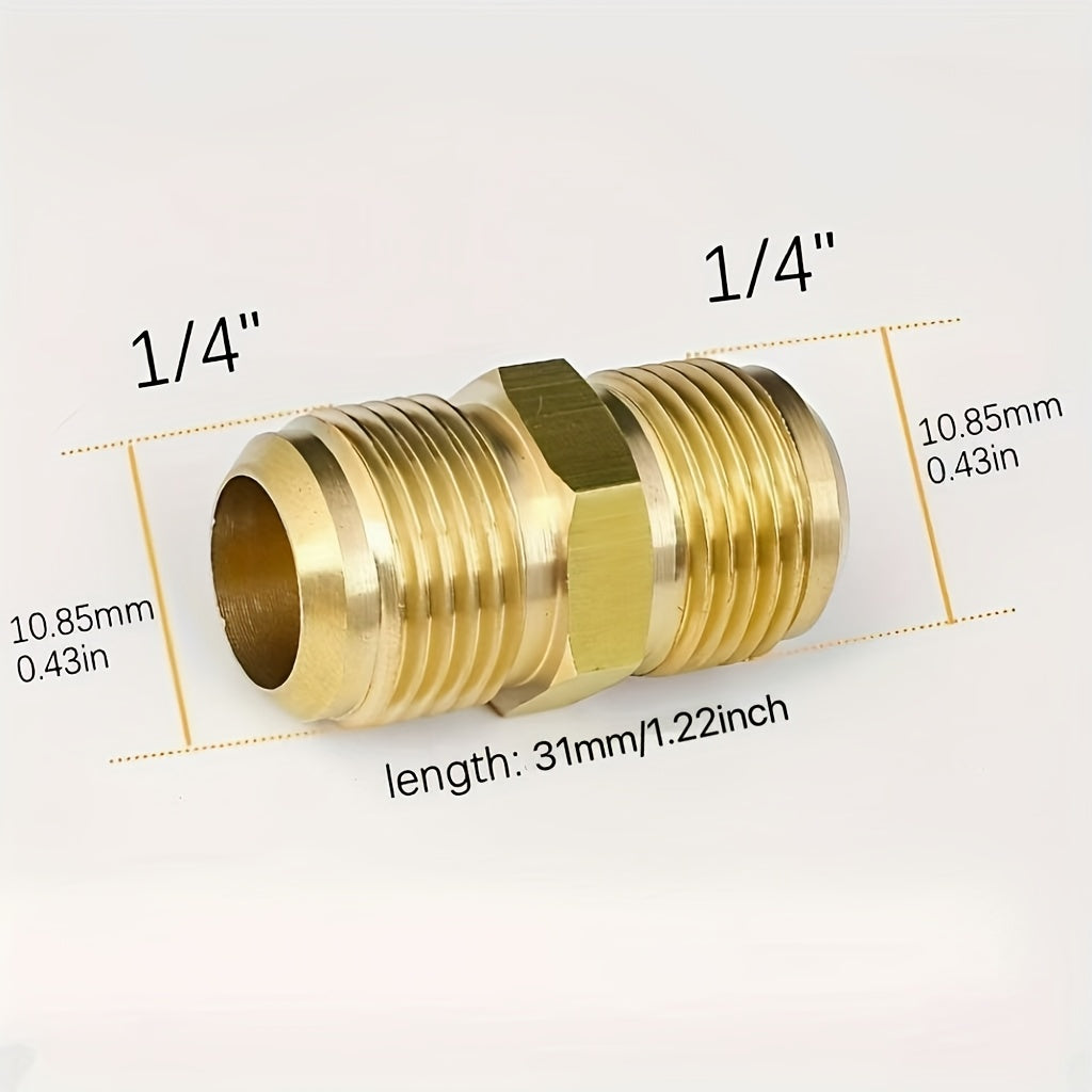 2 Copper Air Conditioner Copper Tube Adapters - 1/4" & 3/8" Male/Female Spark Thread Quick Couplers, Leak-Proof Double Head Fittings for Air Conditioning & Freeze Repair (US & EU Standard Threads), Freeze Connection, Copper C