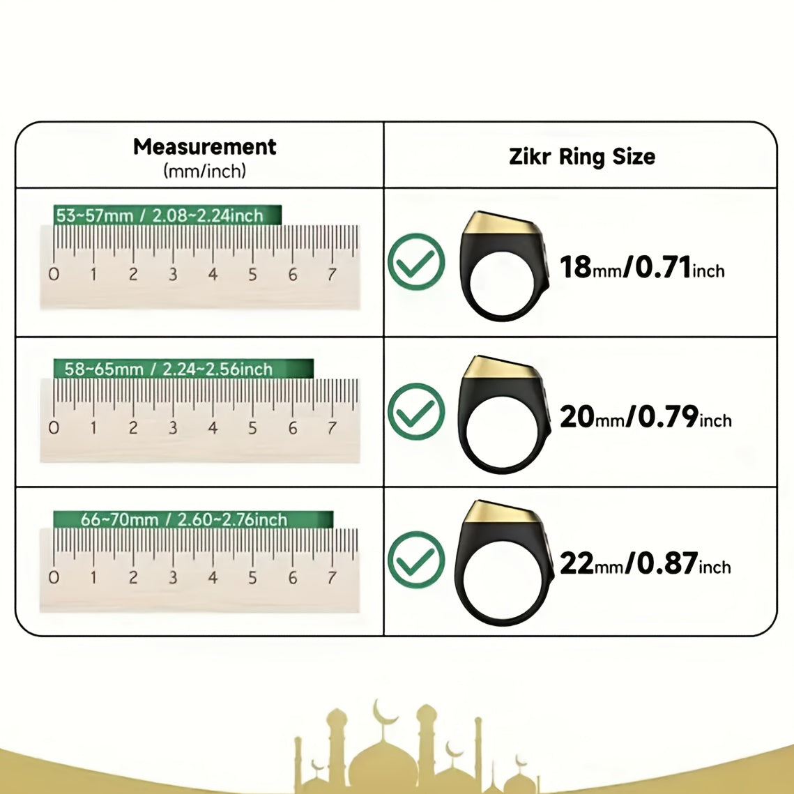 New Upgraded High-End Counting Ring, Sports Tasbih Zikr with Three Adjustable Sizes and Charger Case for Long Lasting Use in All Seasons. Suitable for Prayer Counters & Step Trackers