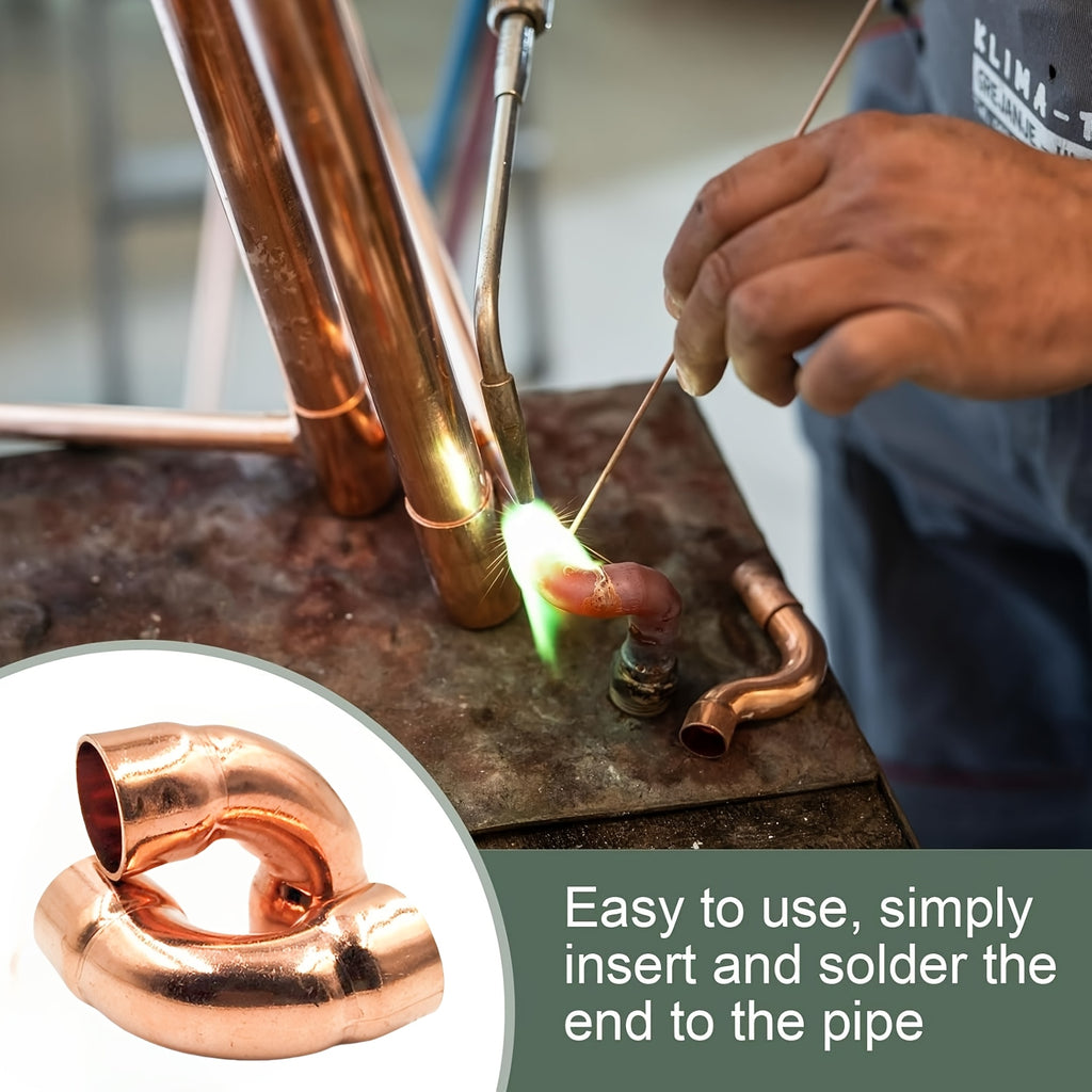 1/2 inch Inner Diameter Elbow Copper Pipe Joint, 90 Degree Long Turn Pressure Connector, Pipe Fitting Welding Joint, Suitable for Cold Welding Connection of Water HVAC Pipelines