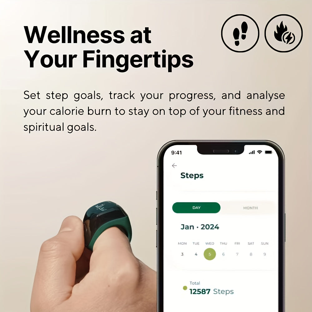 New Upgraded High-End Counting Ring, Sports Tasbih Zikr with Three Adjustable Sizes and Charger Case for Long Lasting Use in All Seasons. Suitable for Prayer Counters & Step Trackers