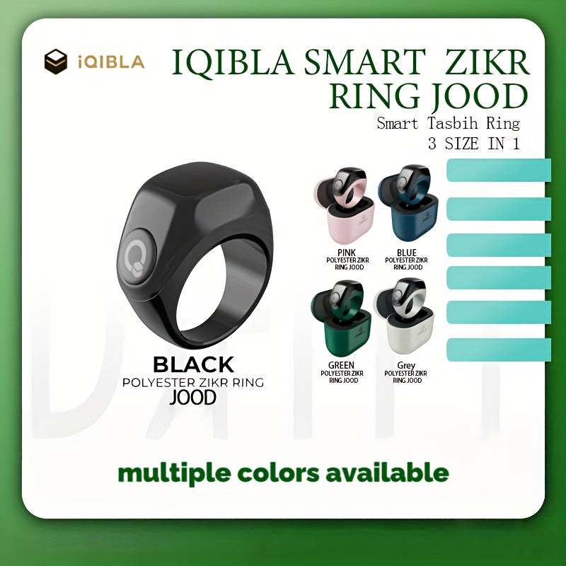 New Upgraded High-End Counting Ring, Sports Tasbih Zikr with Three Adjustable Sizes and Charger Case for Long Lasting Use in All Seasons. Suitable for Prayer Counters & Step Trackers