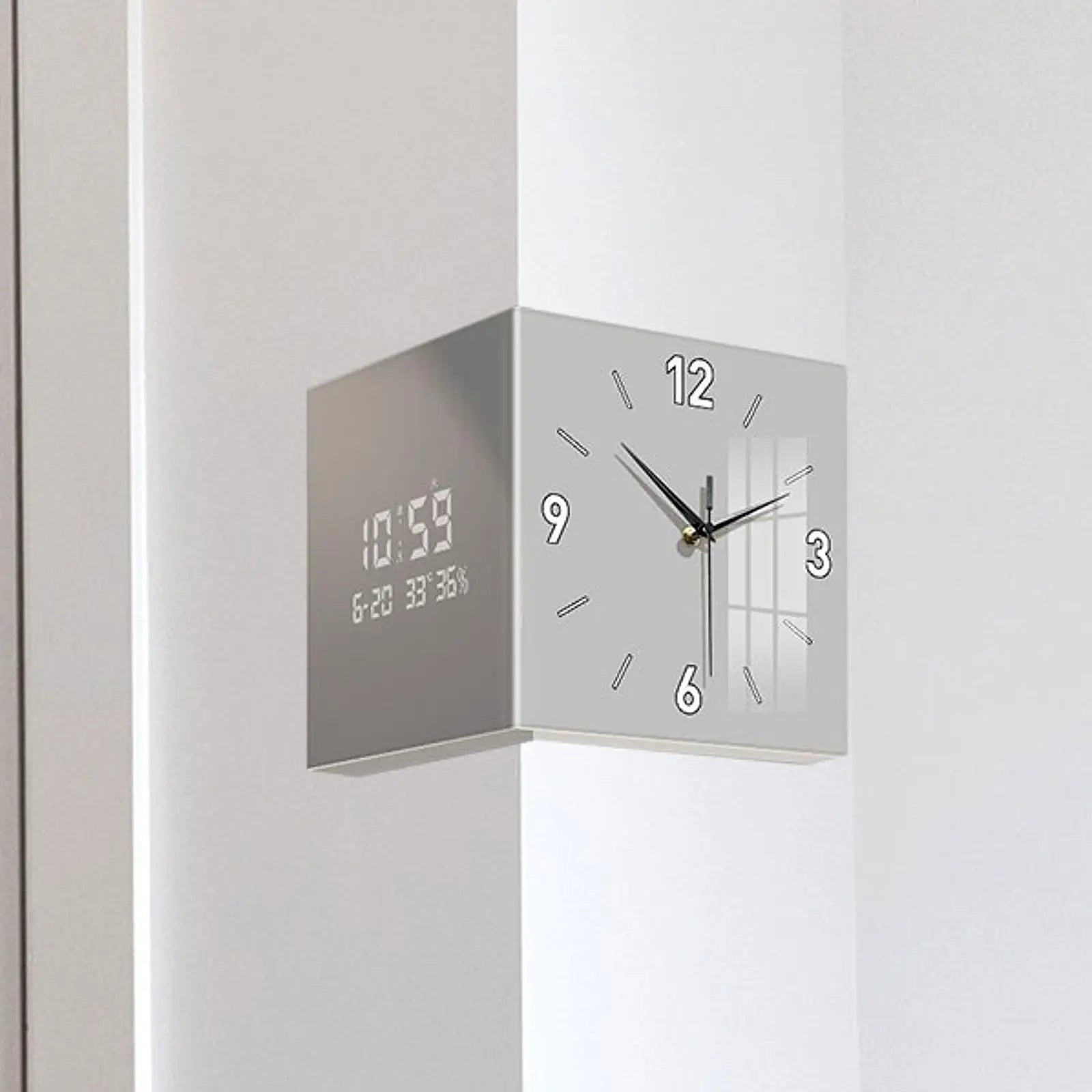 Double Sided Corner Clock Ornament Outdoor Gifts Indoor Wall Mounted Easy to Read Face Wall Clock Living Room Patio Decoration