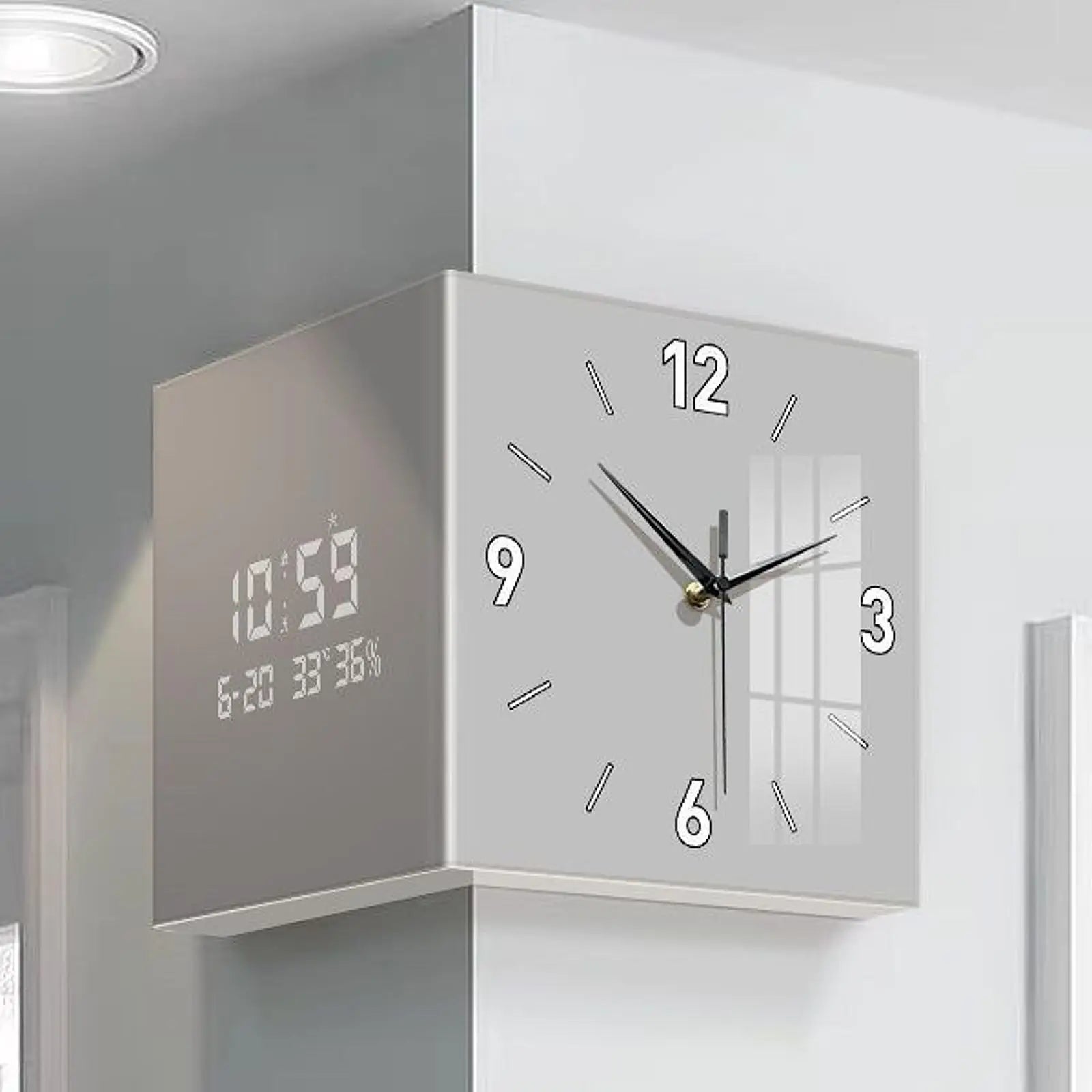 Double Sided Corner Clock Ornament Outdoor Gifts Indoor Wall Mounted Easy to Read Face Wall Clock Living Room Patio Decoration