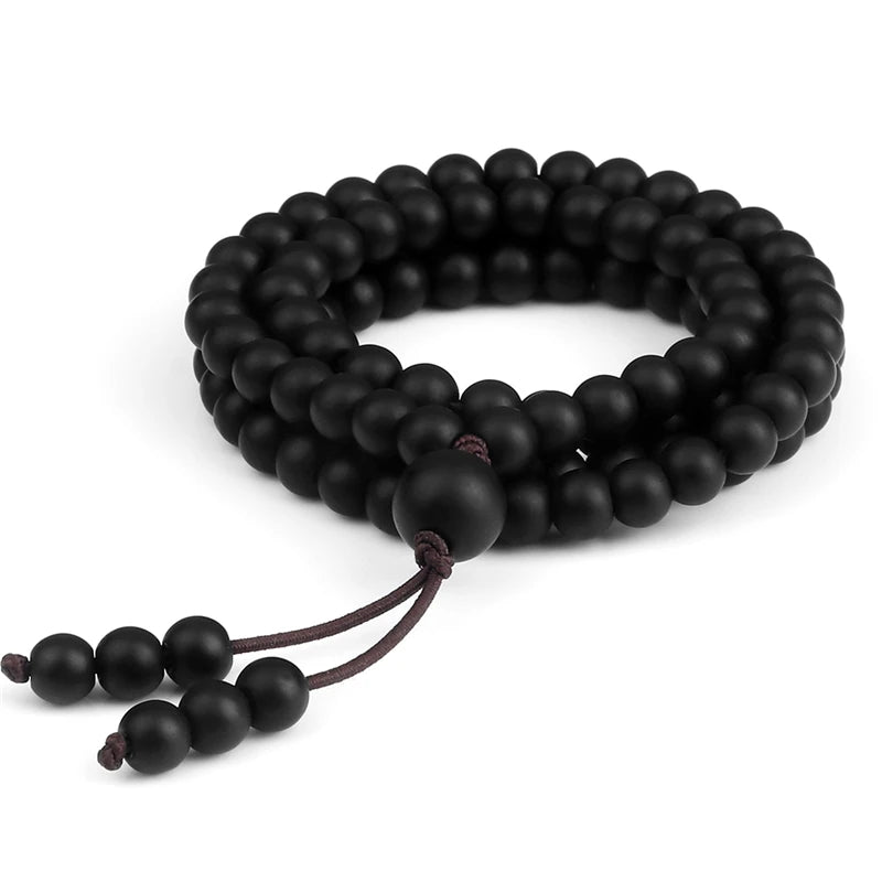 6mm Matte Black Lava Stone Bracelet Necklace 108 Beads Mala Wrap Bracelets Men Charm Fashion Yoga Bangle Rosary Buddhist Jewelry