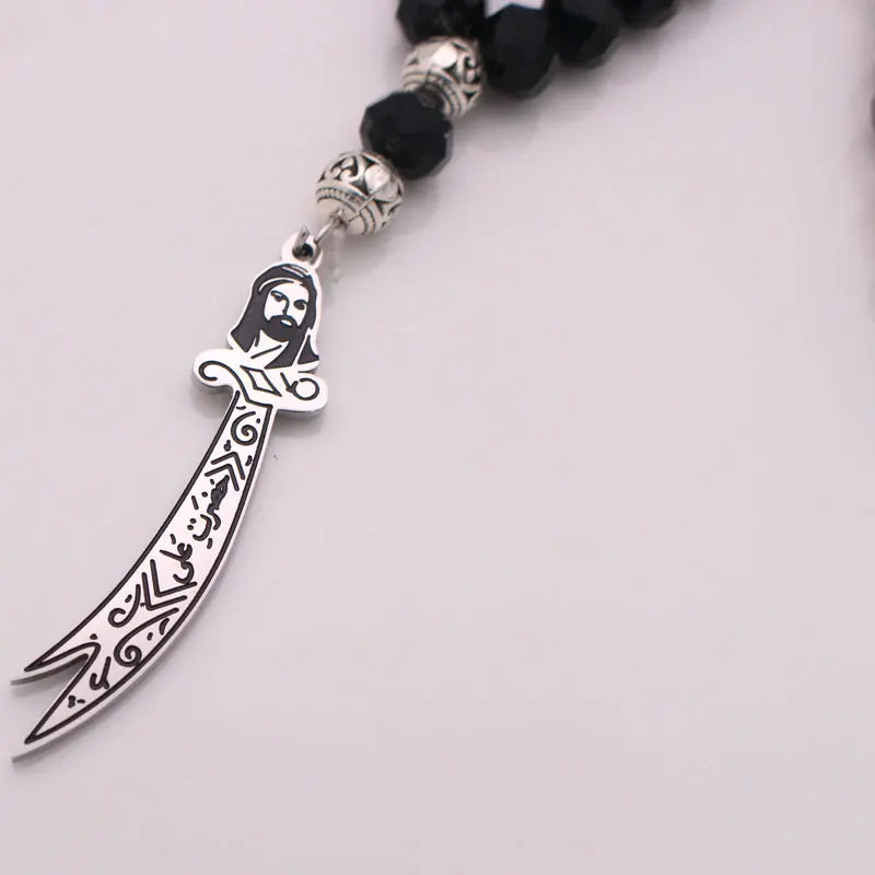 Islam Zulfiqar Sword of Imam Ali Turkish Prayer 33 black beads tasbih bracelets Tasbih Rosary