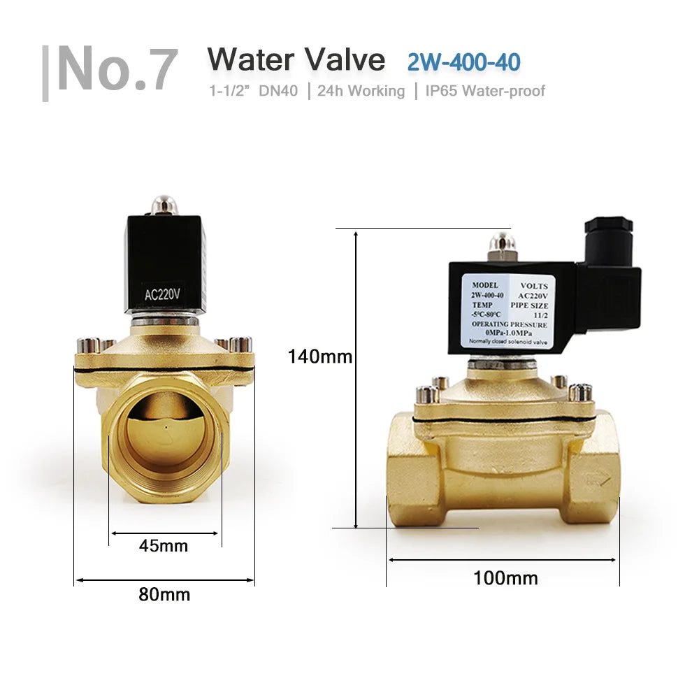 1/2" 3/4" 1" 2" DN15 DN20 DN25 DN32 DN50 Electric Ball Valve 12V 24V 220V 110V Solenoid Valve Normally Closed for Water Oil Air