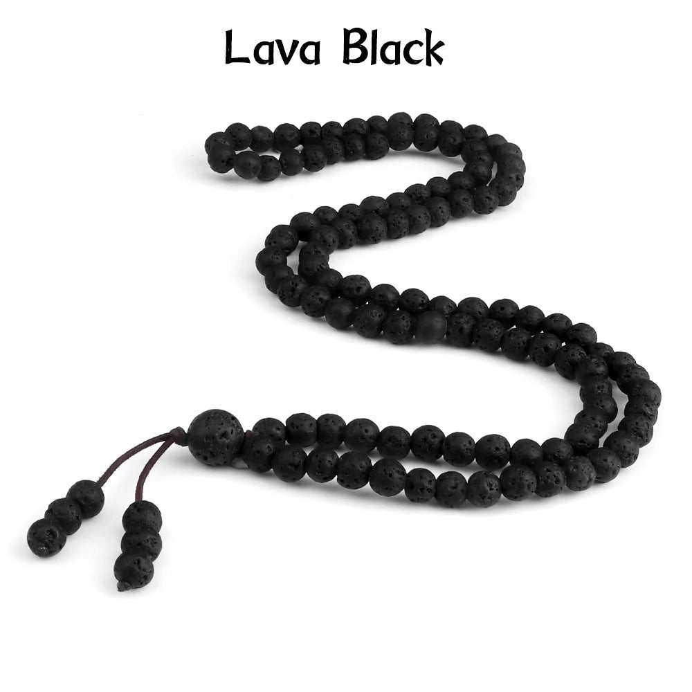 6mm Matte Black Lava Stone Bracelet Necklace 108 Beads Mala Wrap Bracelets Men Charm Fashion Yoga Bangle Rosary Buddhist Jewelry