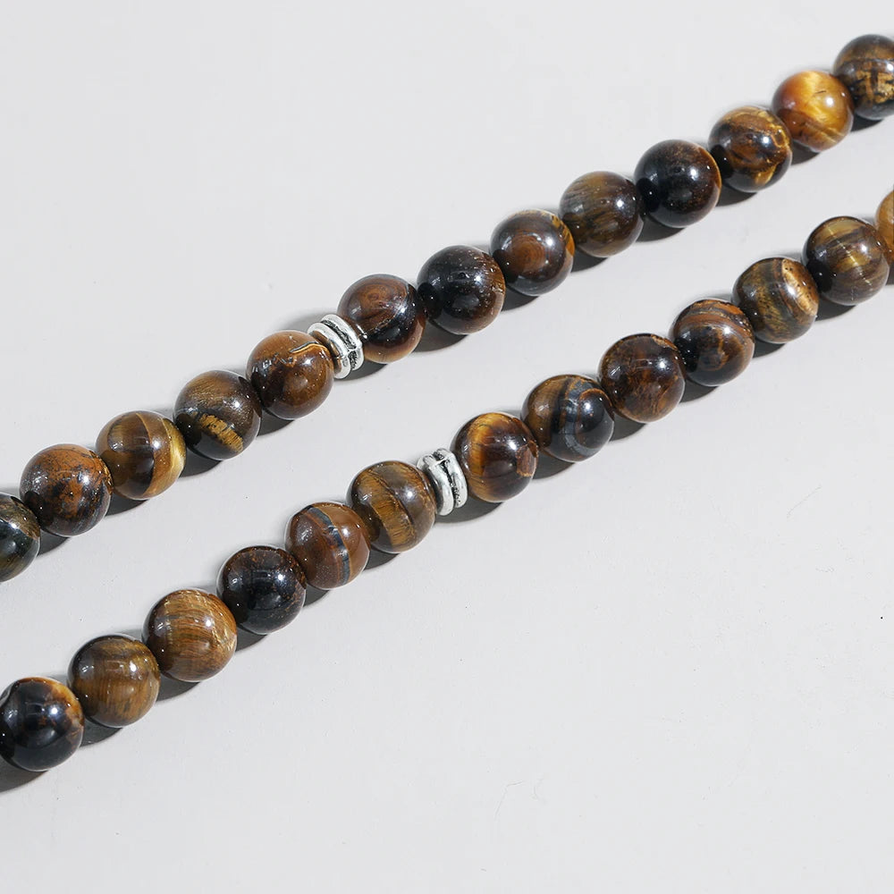 8mm Natural Yellow Tiger Eye Beads 108 Mala Wrap Bracelet Yoga Prayer Jewelry Lotus OM Tree of Life Pendant Men and Women Rosary