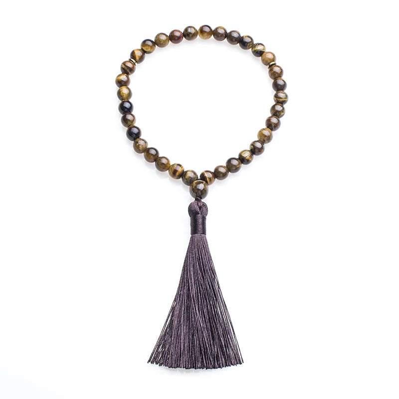 8mm/10mm Black Onyx Yellow Tiger Eye Islamic Muslim Tasbih 33 Prayer Beads Bracelet Men and Women  Rosary Natural Stone Jewelry