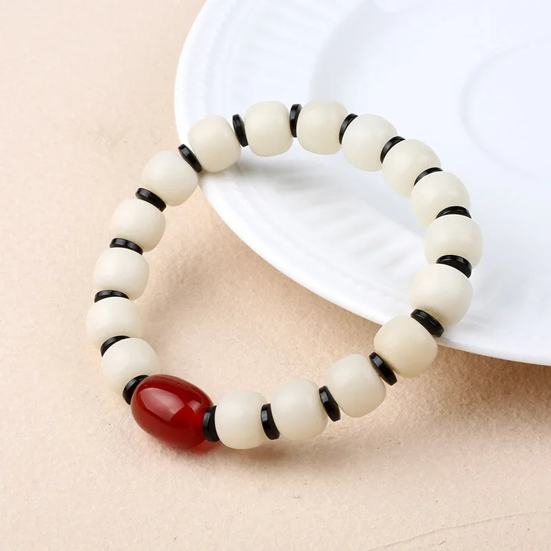 108*8mm Original Design Natural White Bodhi Root Beads Bracelet Lotus Bract for Women Meditation Balancing Jewelry Gift