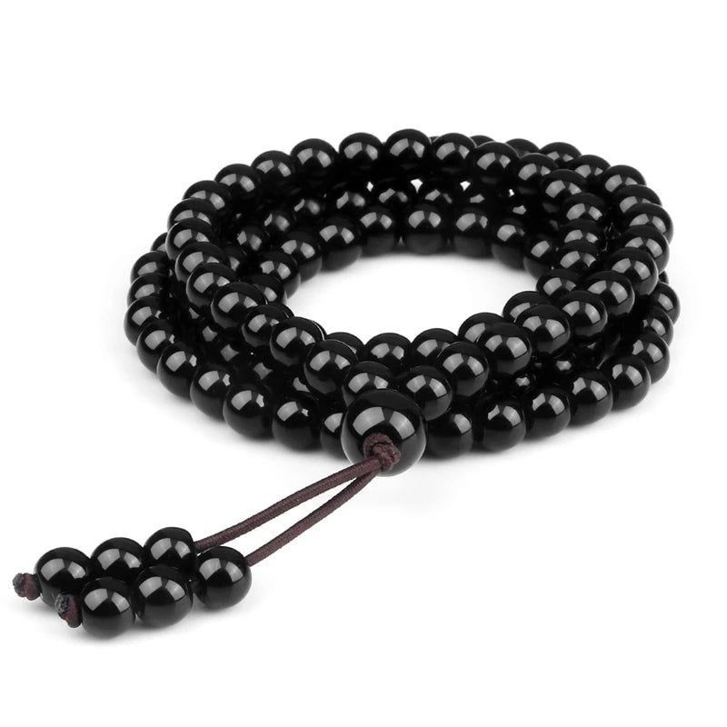 6mm Matte Black Lava Stone Bracelet Necklace 108 Beads Mala Wrap Bracelets Men Charm Fashion Yoga Bangle Rosary Buddhist Jewelry