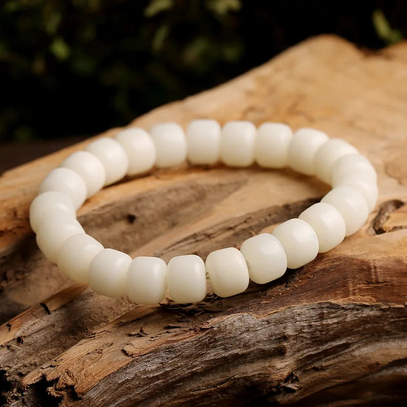 108*8mm Original Design Natural White Bodhi Root Beads Bracelet Lotus Bract for Women Meditation Balancing Jewelry Gift