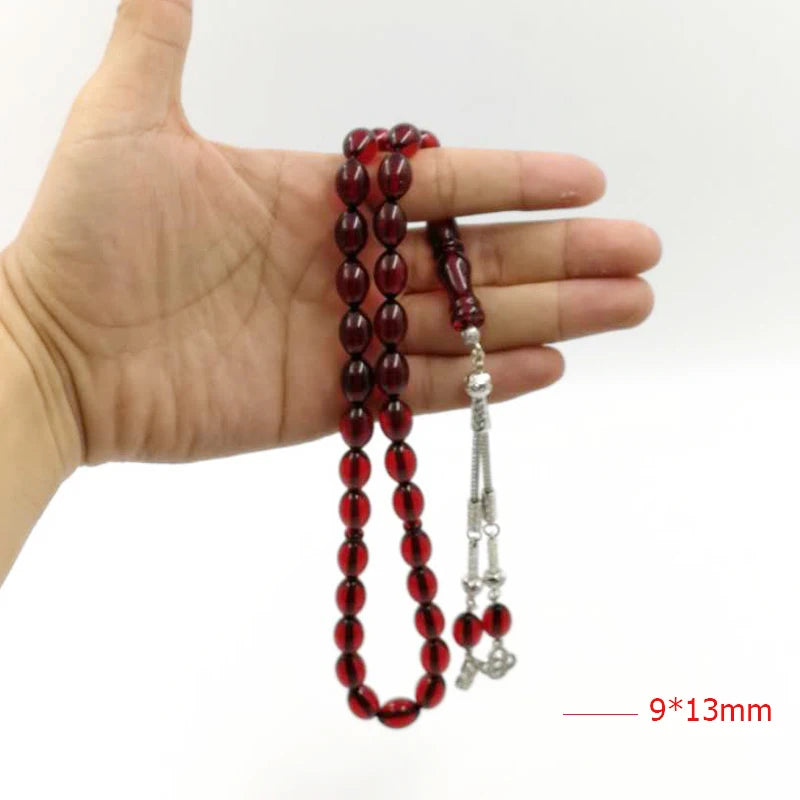 Rosary 33 Muslim Beads Red Tasbih Mastkhan Islamic prayer beads EID gift for Islam Man's Misbaha Bracelets