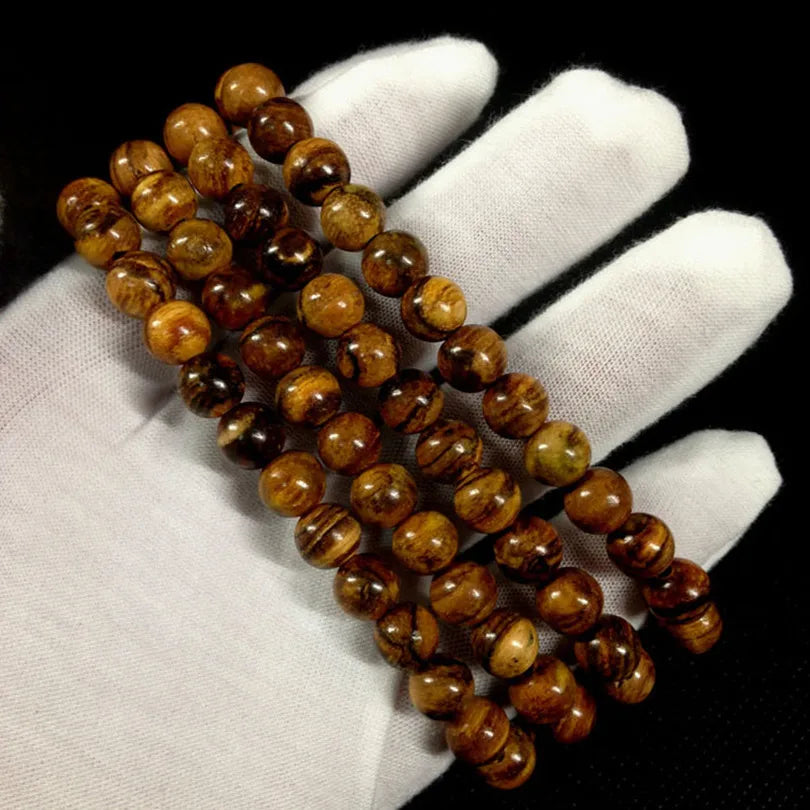 Sennier Authentic agarwood 108 beads 6mm 8mm buddha prayer beads bracelets women men jewelry wood wrist bangle Rosary Wooden bra