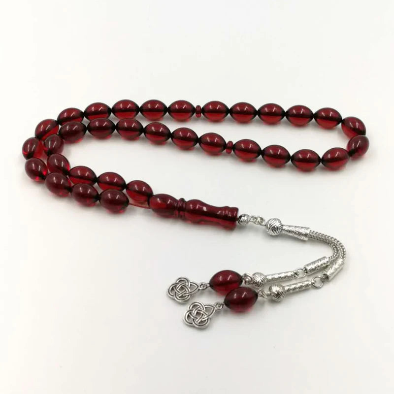 Rosary 33 Muslim Beads Red Tasbih Mastkhan Islamic prayer beads EID gift for Islam Man's Misbaha Bracelets