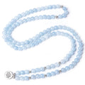 108 8mm Aquamarine Beaded Elastic Cord Wrap Mala Bracelet Meditation Yoga Healing Jewelry Women Charm Rosary Lotus Bangle