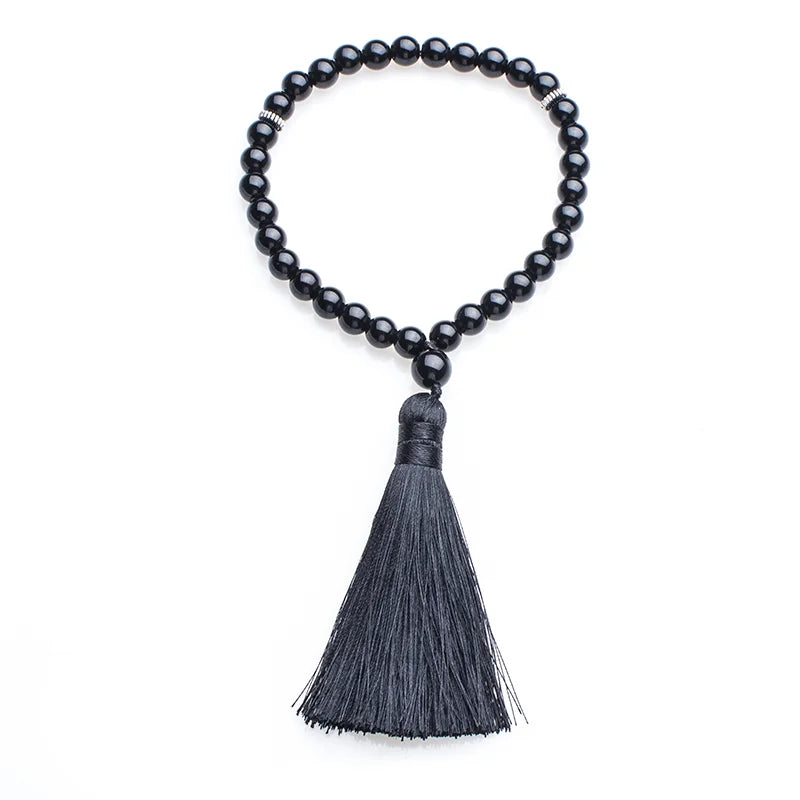8mm/10mm Black Onyx Yellow Tiger Eye Islamic Muslim Tasbih 33 Prayer Beads Bracelet Men and Women  Rosary Natural Stone Jewelry