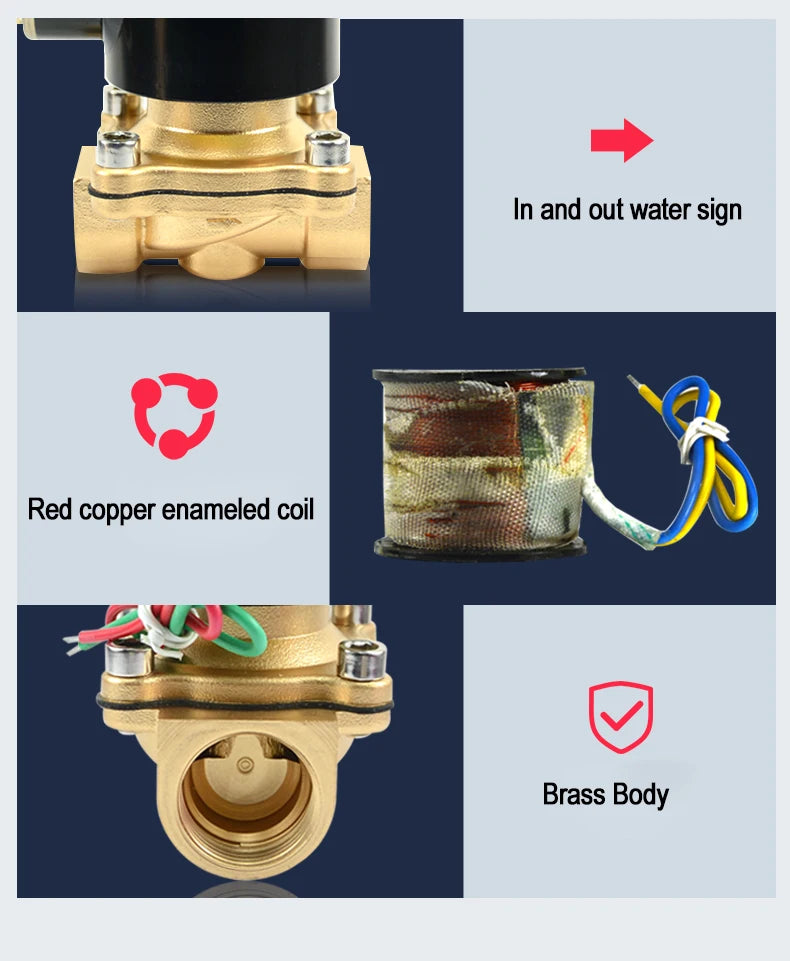 1/2" 3/4" 1" 2" inch Normally Closed Brass Solenoid Valve 220VAC 110VAC 24VDC 12VDC 24VAC Direct Acting For Water Gas Oil