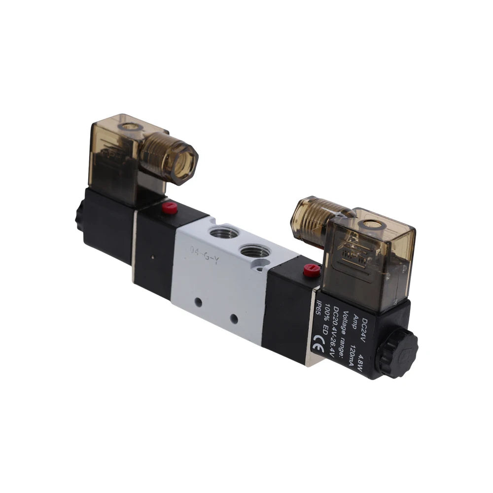 4V220-08 Air Pneumatic Solenoid Valve 5-Way 2-Position 1/4' Aluminum Alloy Internal E 12VDC 24VDC 110VAC 220VAC 0.15-0.8Mpa