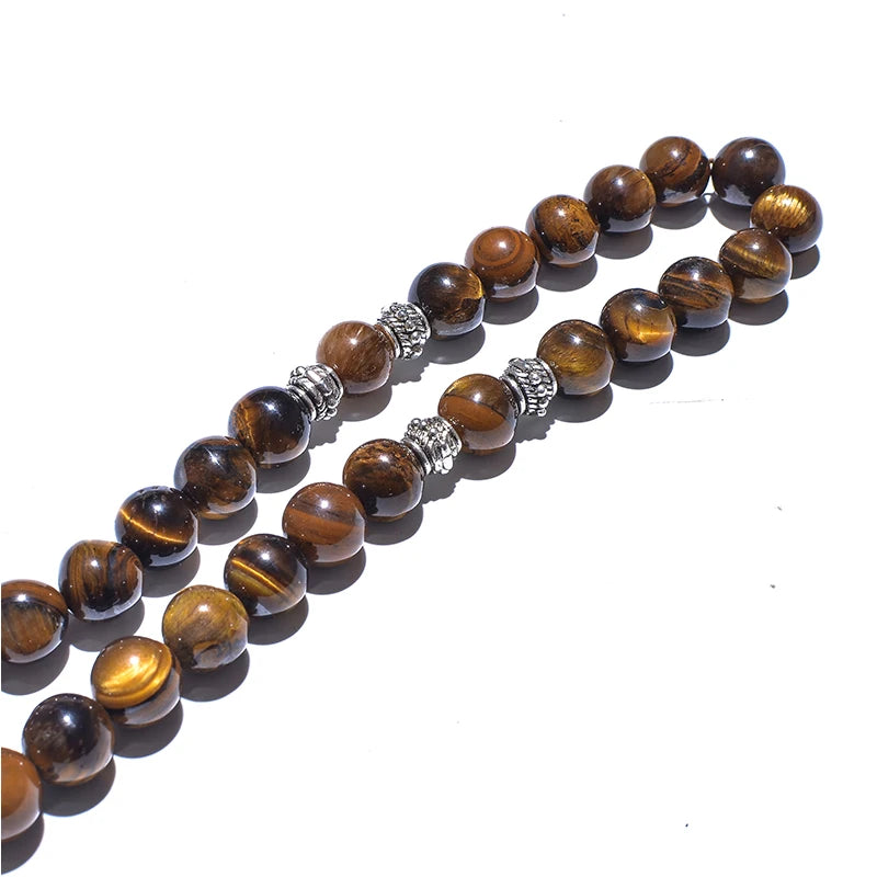 8mm/10mm Black Onyx Yellow Tiger Eye Islamic Muslim Tasbih 33 Prayer Beads Bracelet Men and Women  Rosary Natural Stone Jewelry