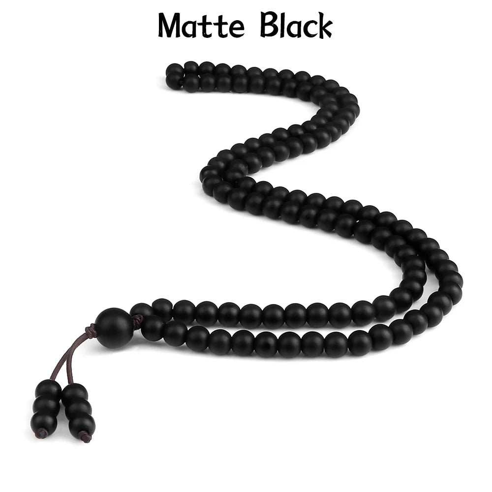 6mm Matte Black Lava Stone Bracelet Necklace 108 Beads Mala Wrap Bracelets Men Charm Fashion Yoga Bangle Rosary Buddhist Jewelry