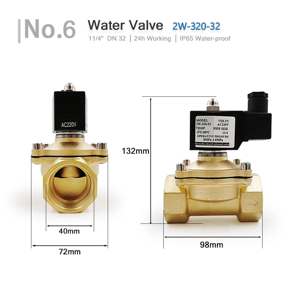 1/2" 3/4" 1" 2" DN15 DN20 DN25 DN32 DN50 Electric Ball Valve 12V 24V 220V 110V Solenoid Valve Normally Closed for Water Oil Air