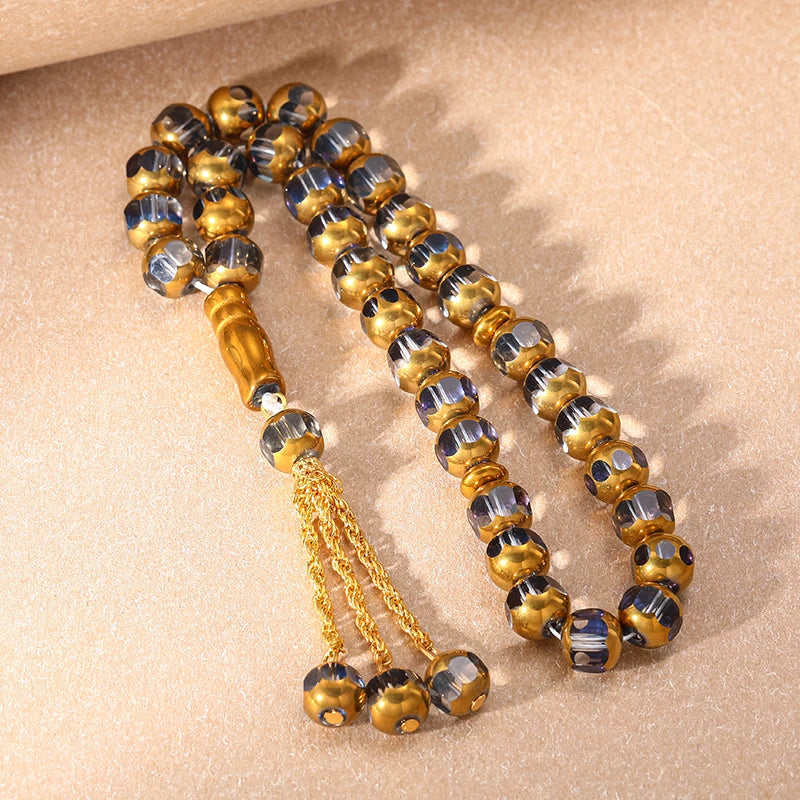 33PCS Holy Muslim Crystal Rosary Prayer Beads Glass Loose Islamic Prayer Beaded Bracelets Prayer Jewelry Accessories Wholesale