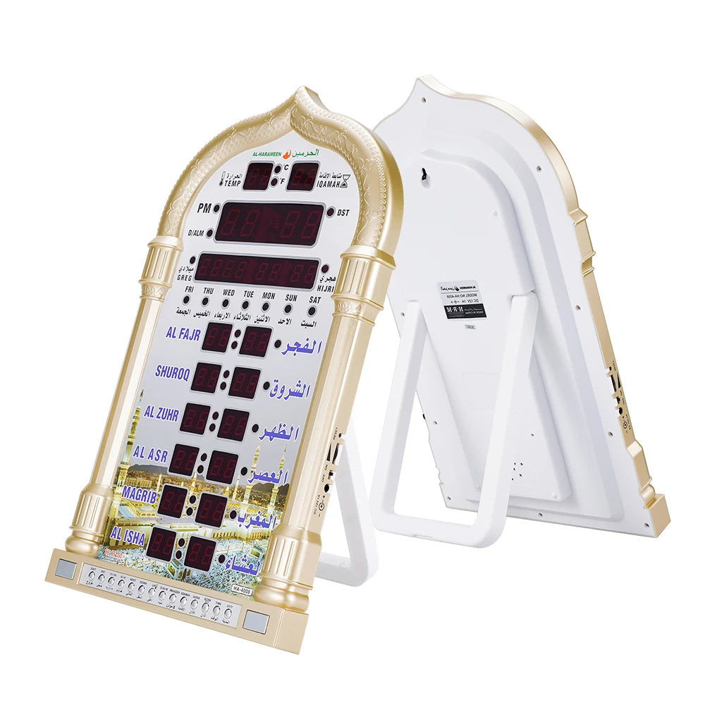 12V Azan Mosque Prayer Clock Islamic Mosque Azan Calendar Muslim Prayer Wall Clock Alarm Ramadan Home Decor Remote Control