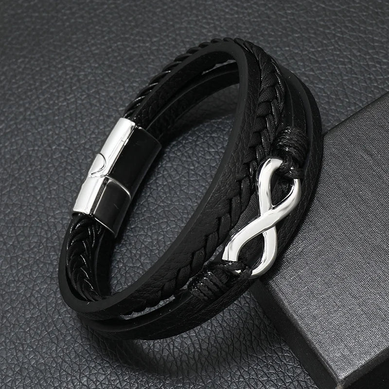 Men's Musical Symbol Leather Bracelet Vintage Creative Men's Bracelet Music Symbol Simple Leather Multi-Layer Bracelet