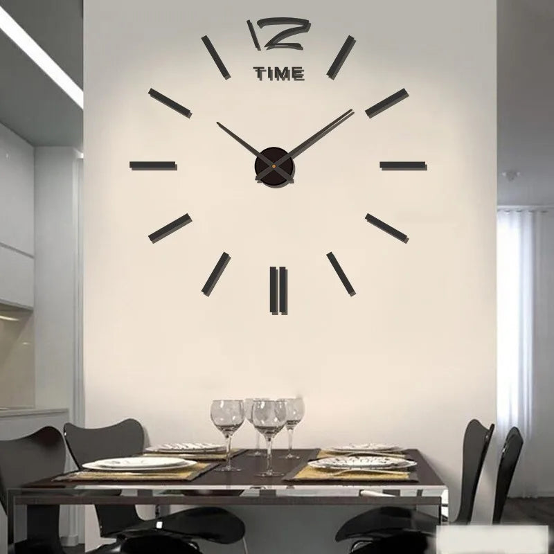 2023 Modern Design Large Wall Clock 3D DIY Quartz Clocks Fashion Watches Acrylic Mirror Stickers Living Room Home Decor Horloge