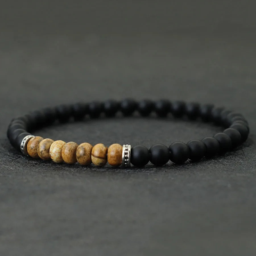 Simple Style Natural Matte Stone Bracelet Unisex Handmade 6mm Tiger Eyes Obsidian Beaded Braslet Healing Leisure Couple Pulseira
