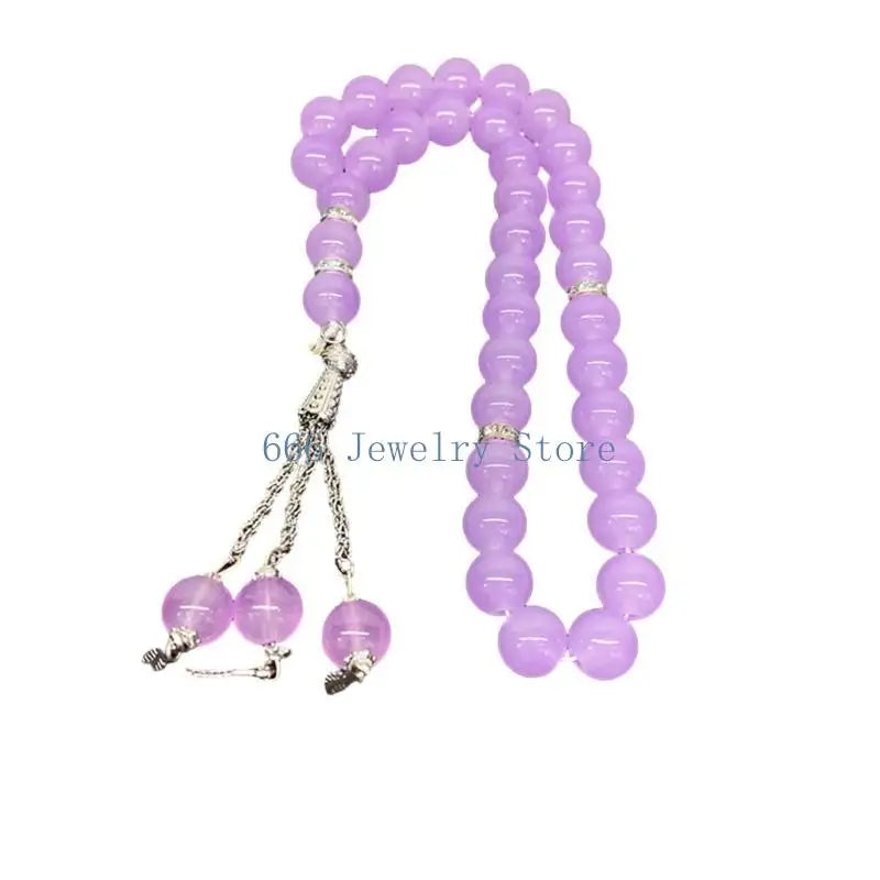 F2TD Crystal Prayer Beads Tassels Hand Bracelet Islamic 33 Beads Rosary Bracelet Religious Jewelry Gift for Men Women