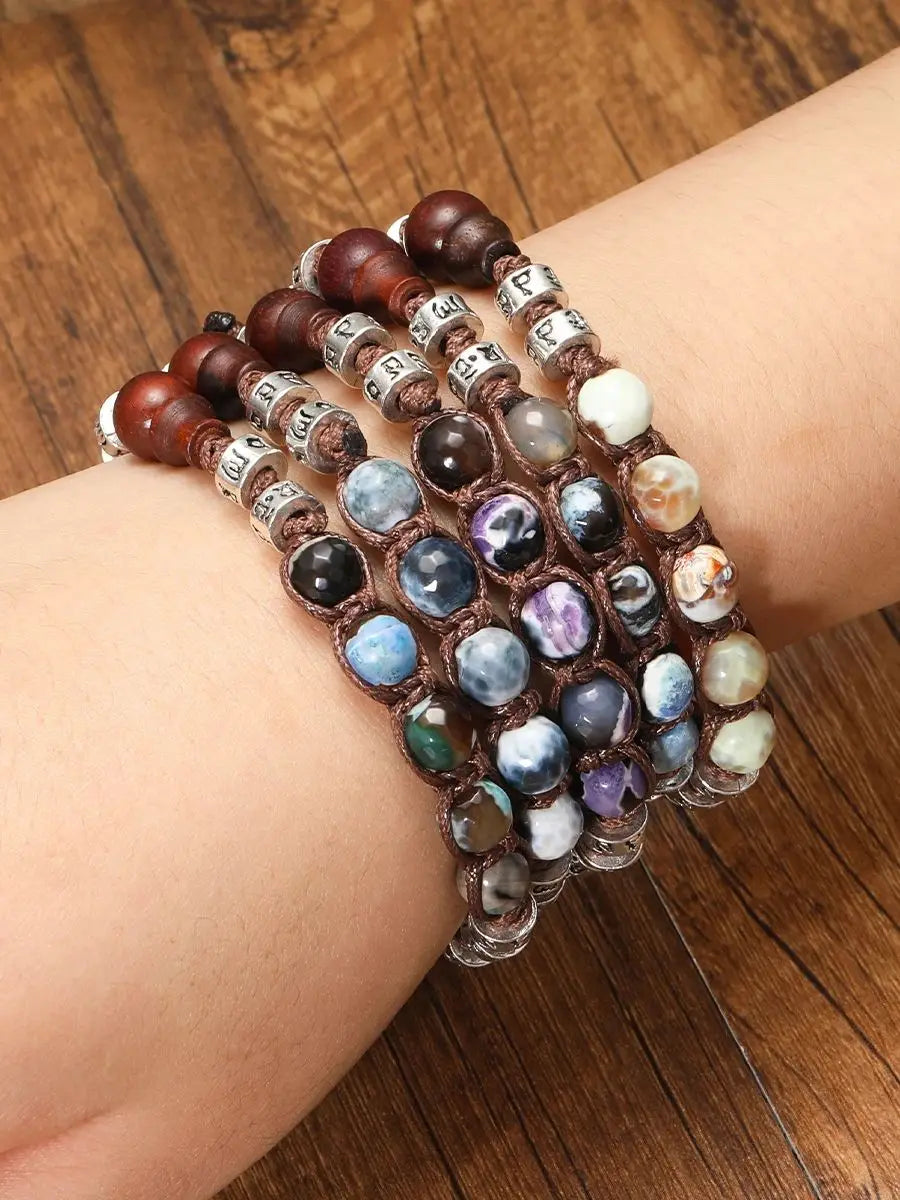 8mm Tibetan Buddhism Natural Stone Beads Red Sandalwood Rosary Healing Meditation Lucky Prayer Bracelet Men And Women Jewelry