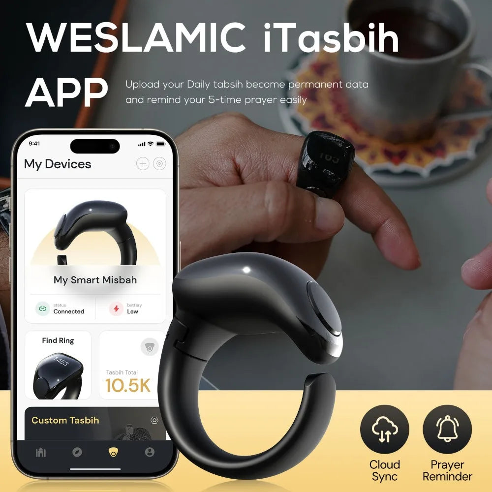 Gifts Adjustable Tasbih Counter Zikr Rings Waterproof 3 Size(18/20/22mm) Finger Counter APP Support Muslims Digital Counter