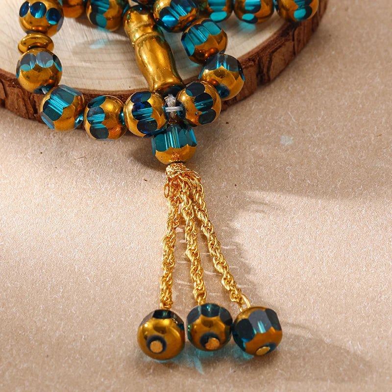 33PCS Holy Muslim Crystal Rosary Prayer Beads Glass Loose Islamic Prayer Beaded Bracelets Prayer Jewelry Accessories Wholesale