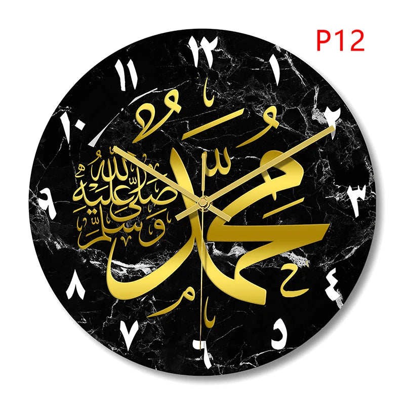 1pc Acrylic Mirror Decorative Clock Islamic Calligraphy Decoration Silent Wall Decor Home Clock Clock Wall 3d Pendulum