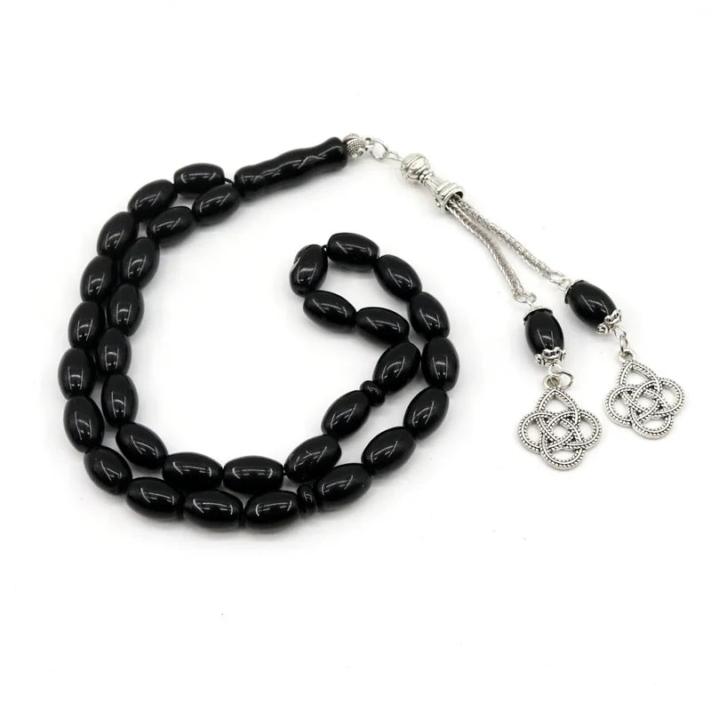 8*12mm Size Oval Natural Agate Tasbih  Muslim Gemstone Prayer Beads  Misbaha Islamic Rosary arabic Fashion Eid ramadan Gifts