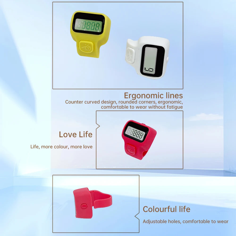 Electronic Counter Tasbih Finger Rings Tasbeeh Counter LED Display Electronic Finger Clicker Bead Timer Counting Tool