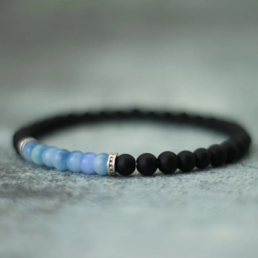 Simple Style Natural Matte Stone Bracelet Unisex Handmade 6mm Tiger Eyes Obsidian Beaded Braslet Healing Leisure Couple Pulseira