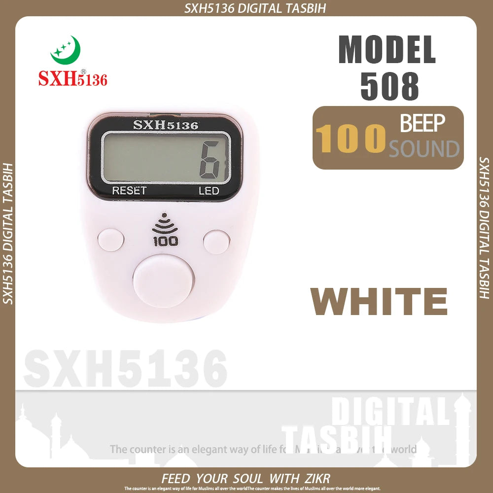 SXH5136 New Model LCD Finger Ring Tally Counter with 100 Beep Sound & LED Light Pray Tasbeeh Zikr Ring Muslim Digital Tasbih