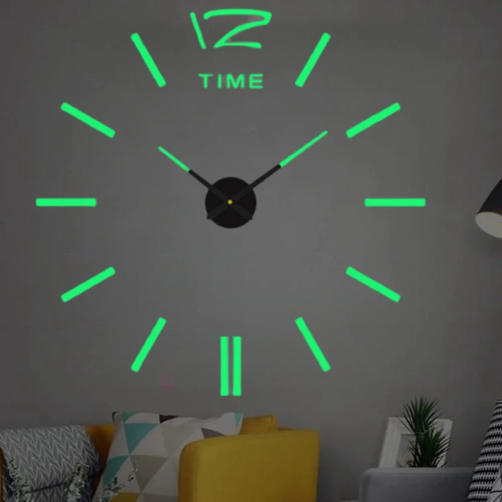 Large 3D Wall Clock Luminous Classic Wall Clocks DIY Digital Clock Wall Watches Stickers Silent Clock for Home Living Room Table