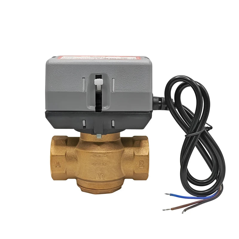 1/2" 3/4" 1" Motorized Two Way Three Way Valve Brass VC6013/4013 DN15 DN20 DN25 Fan Coil HVAC Valve AC220V