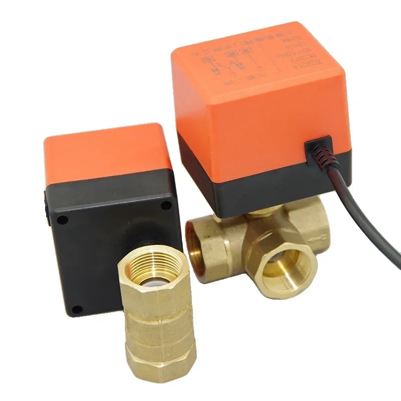 AC220V DC12V 24V Brass Electric Thread Ball Valve DN15 DN20 DN25 DN32 DN40 2-way 3-wire Solenoid Water Valve with Actuator