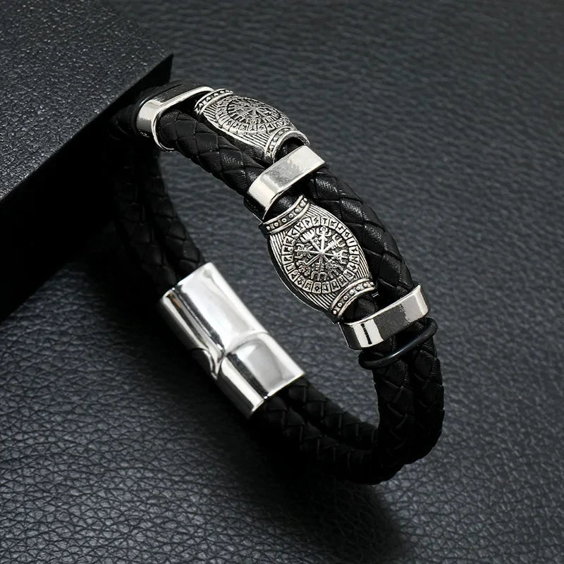 Men's Musical Symbol Leather Bracelet Vintage Creative Men's Bracelet Music Symbol Simple Leather Multi-Layer Bracelet