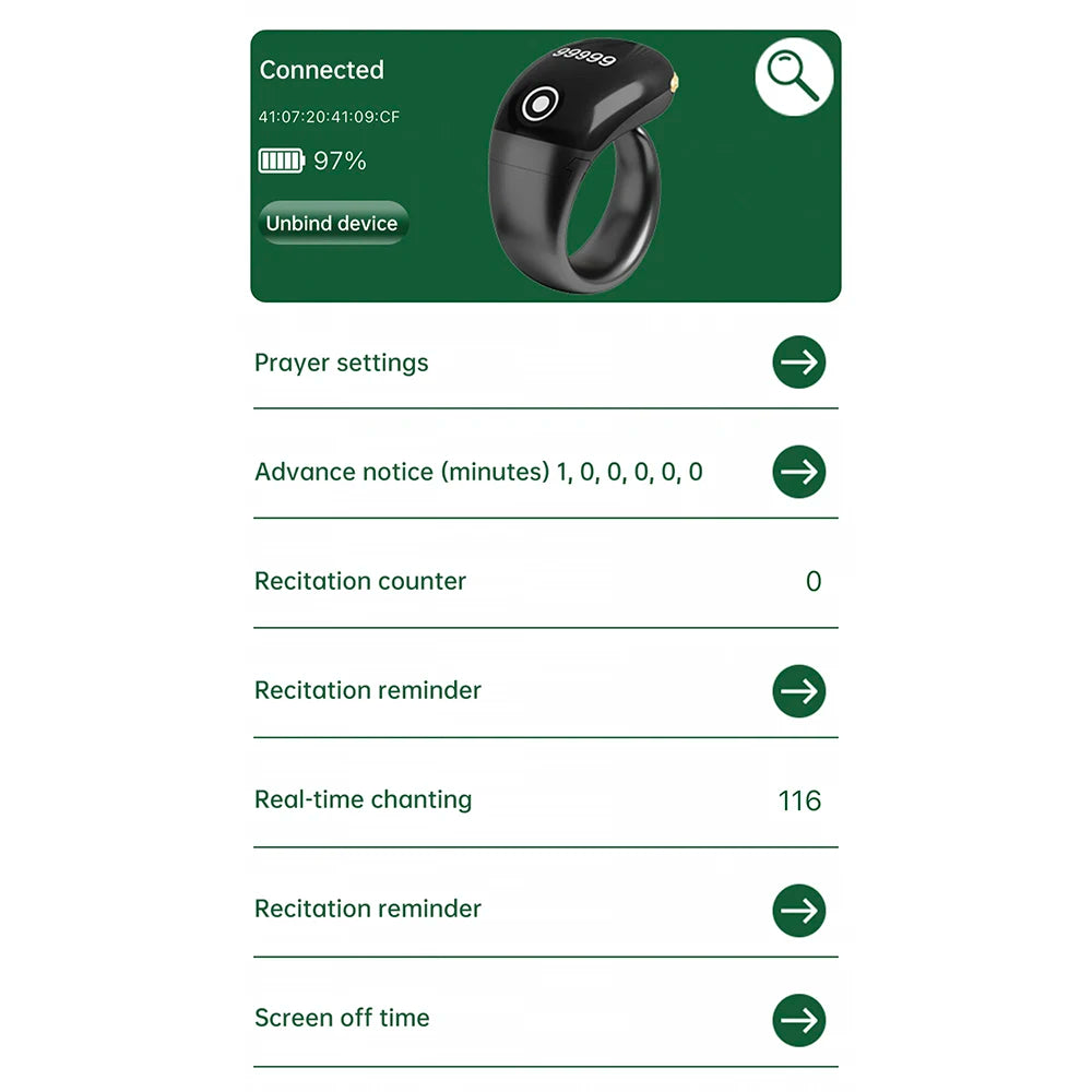 Smart Tasbih Tally Counter High-quality Muslims Tasbeeh Zikr Ring Prayer Time Vibration Reminder 0~99999 Type-C Ring Counters