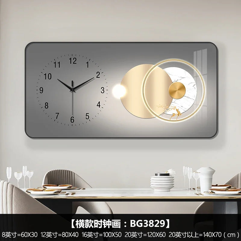 Nordic Light Luxury Clock Wall Clock Living Room and Restaurant Decoration Painting Light and Shadow Elk Perpetual Calendar