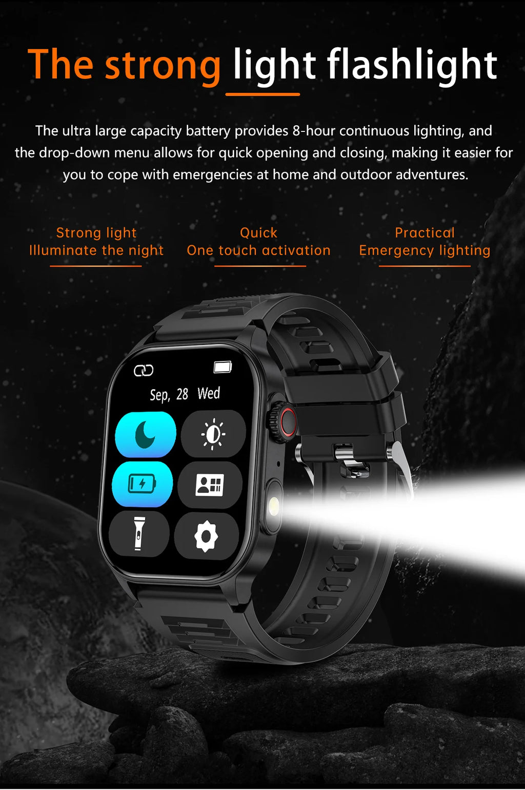 LIGE Smart Watch for Men Women LED Flashlight Full Touch Screen Sport Fitness Watches BT Call Digital Smartwatch Wristwatch New