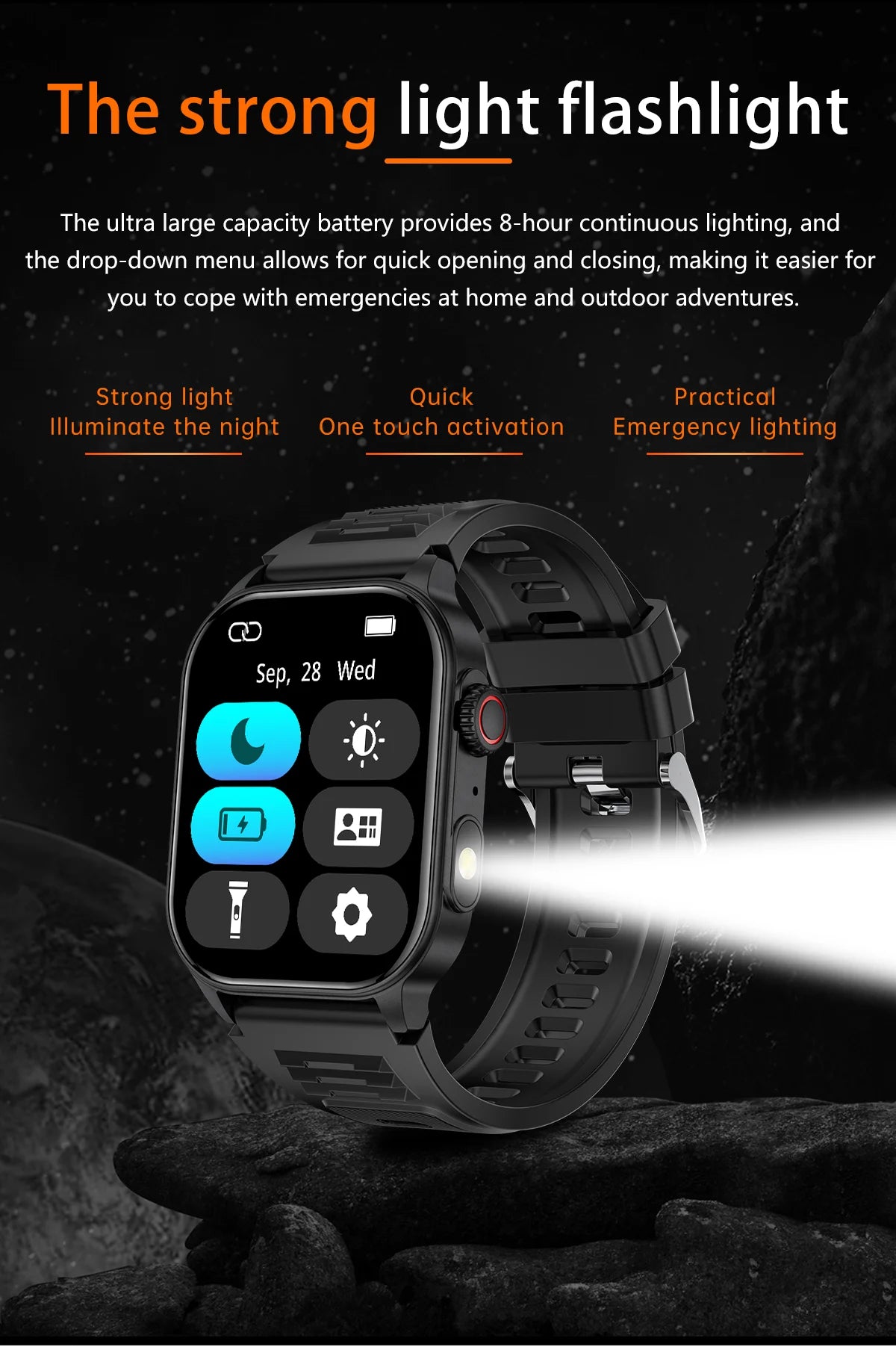 LIGE Smart Watch for Men Women LED Flashlight Full Touch Screen Sport Fitness Watches BT Call Digital Smartwatch Wristwatch New