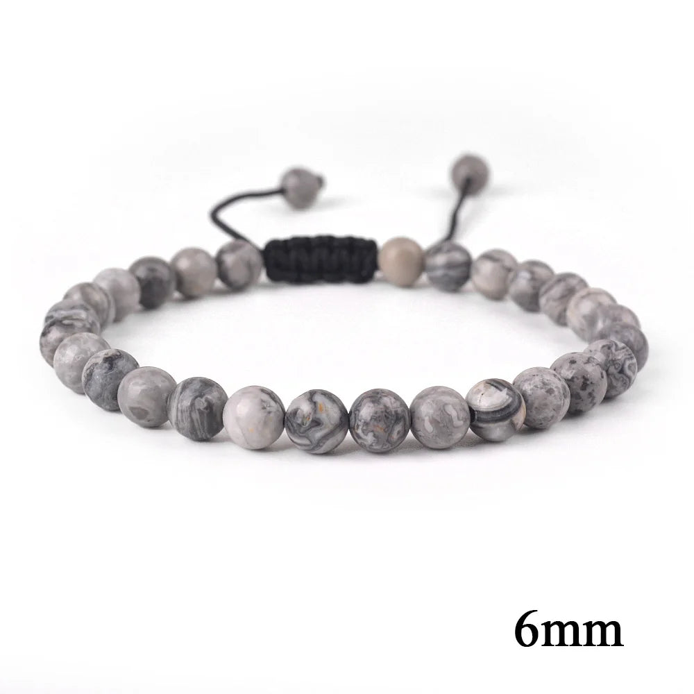 6mm 8mm 10mm Natural Stone Bracelet, Tiger Eye Agate Lava Bead Unisex Adjustable Handwoven Boho Jewelry Gift for Men Women